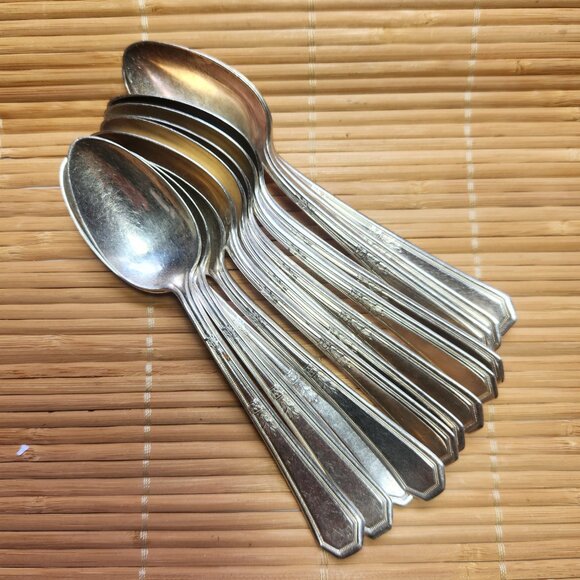 Rogers Teaspoons Lot of 12 Silver Plate 5 1/2-inch Length Vintage MCM - Picture 6 of 8